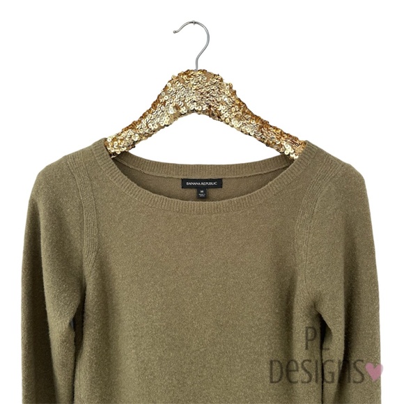 Banana Republic Women's Olive Crewneck Sweater Extra Fine Merino Wool Medium - Picture 2 of 9